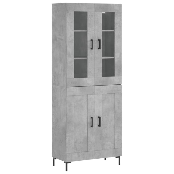 Kaappi betoninharmaa 69,5x34x180 cm tekninen puu (99)
