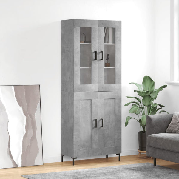 Kaappi betoninharmaa 69,5x34x180 cm tekninen puu (99)