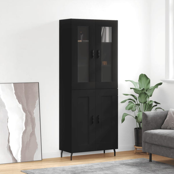 Kaappi musta 69,5x34x180 cm tekninen puu