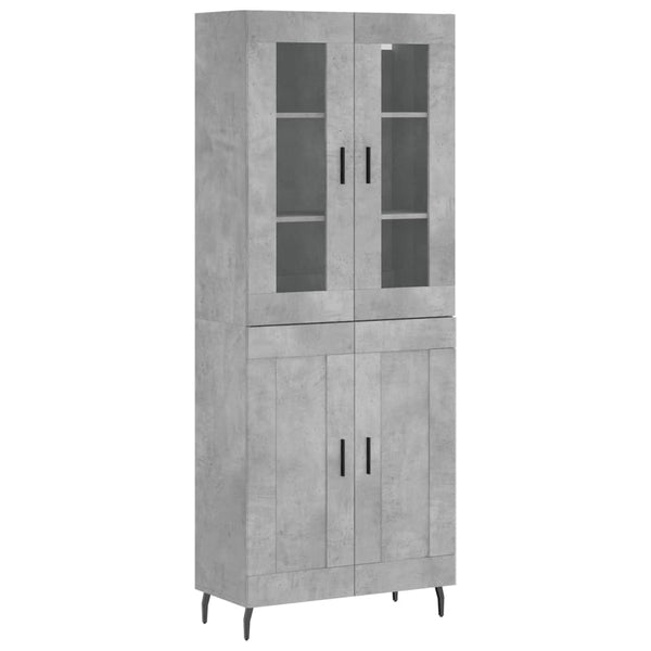 Kaappi betoninharmaa 69,5x34x180 cm tekninen puu (95)
