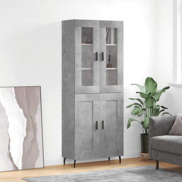 Kaappi betoninharmaa 69,5x34x180 cm tekninen puu (95)