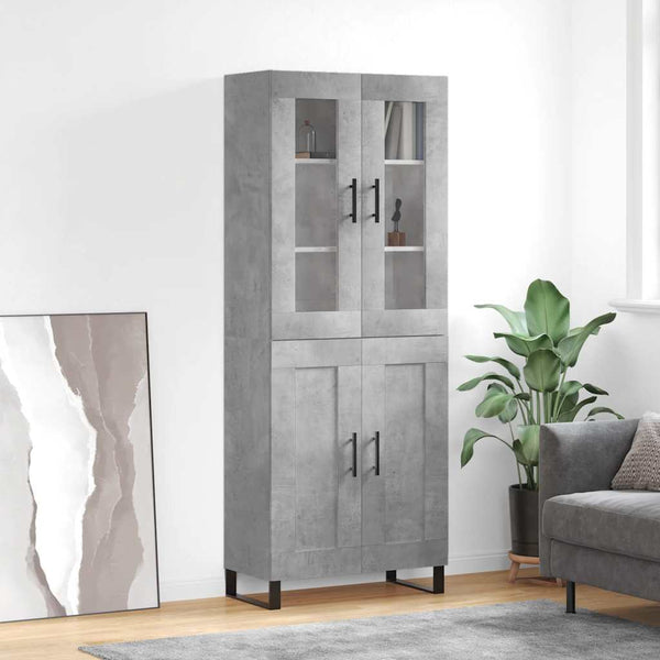 Kaappi betoninharmaa 69,5x34x180 cm tekninen puu
