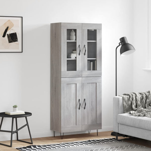 Kaappi harmaa Sonoma 69,5x34x180 cm tekninen puu (68)