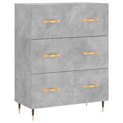 Kaappi betoninharmaa 69,5x34x180 cm tekninen puu