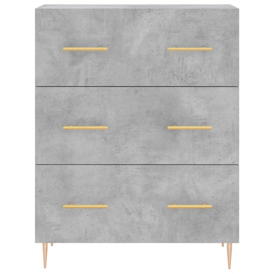 Kaappi betoninharmaa 69,5x34x180 cm tekninen puu