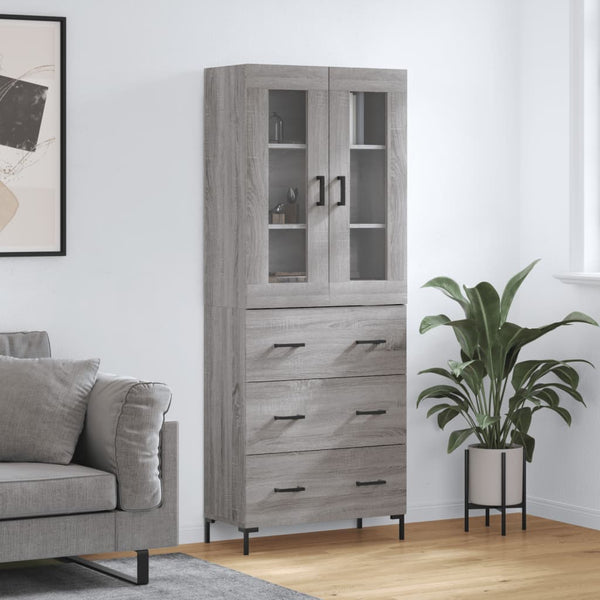 Kaappi harmaa Sonoma 69,5x34x180 cm tekninen puu (64)