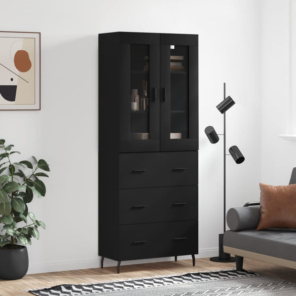 Kaappi musta 69,5x34x180 cm tekninen puu
