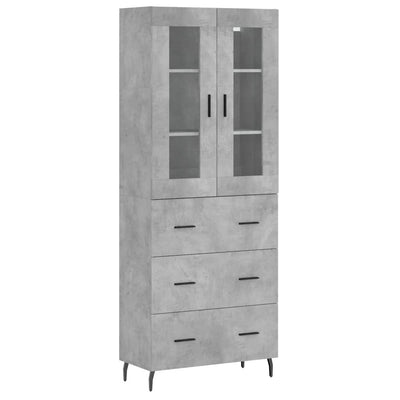 Kaappi betoninharmaa 69,5x34x180 cm tekninen puu