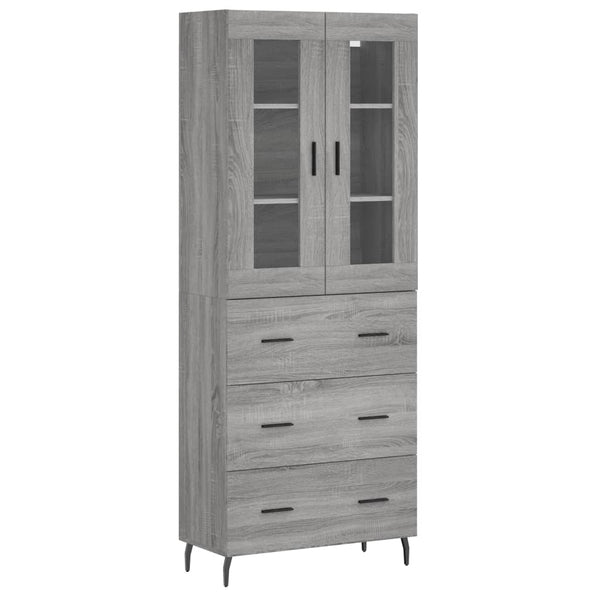 Kaappi harmaa Sonoma 69,5x34x180 cm tekninen puu (63)