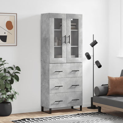 Kaappi betoninharmaa 69,5x34x180 cm tekninen puu