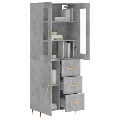 Kaappi betoninharmaa 69,5x34x180 cm tekninen puu
