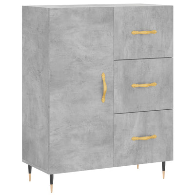 Kaappi betoninharmaa 69,5x34x180 cm tekninen puu