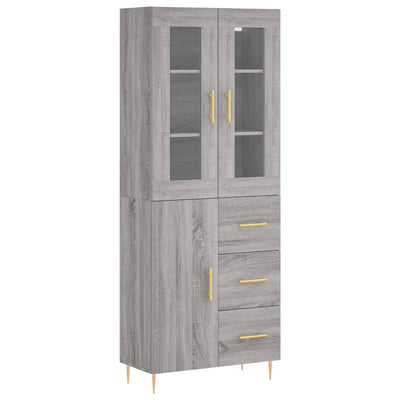 Kaappi harmaa Sonoma 69,5x34x180 cm tekninen puu