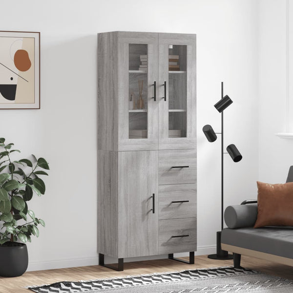 Kaappi harmaa Sonoma 69,5x34x180 cm tekninen puu
