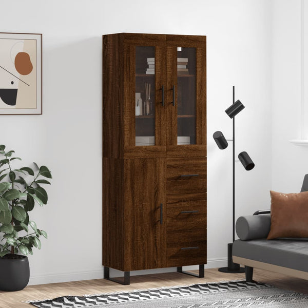 Kaappi ruskea tammi 69,5x34x180 cm tekninen puu