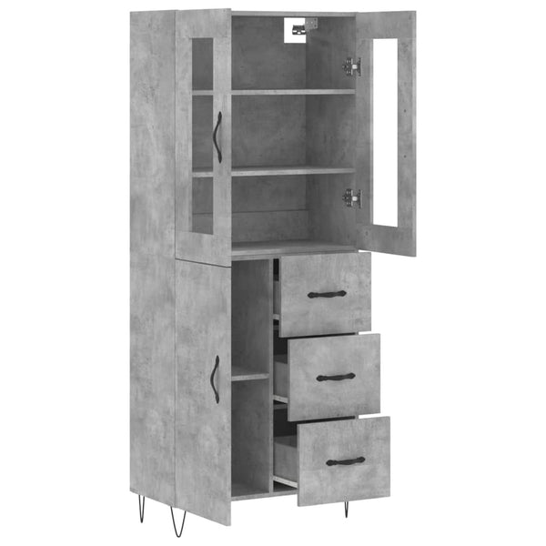 Kaappi betoninharmaa 69,5x34x180 cm tekninen puu (82)