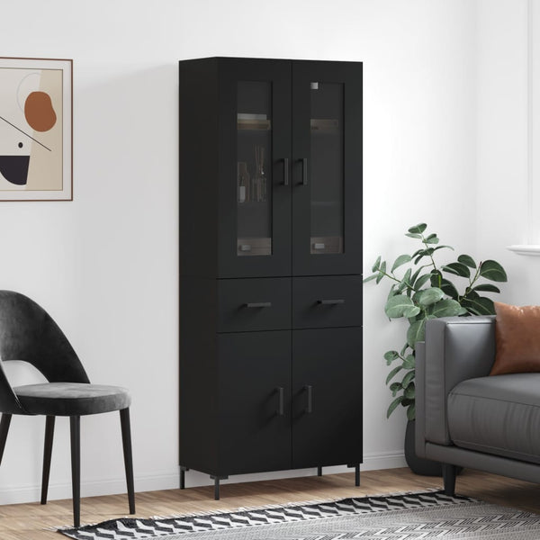 Kaappi musta 69,5x34x180 cm tekninen puu