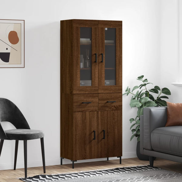 Kaappi ruskea tammi 69,5x34x180 cm tekninen puu