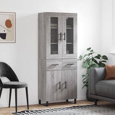 Kaappi harmaa Sonoma 69,5x34x180 cm tekninen puu