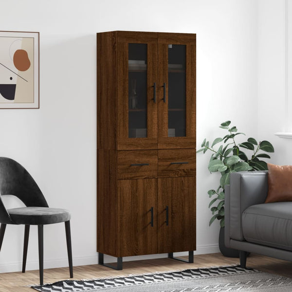 Kaappi ruskea tammi 69,5x34x180 cm tekninen puu