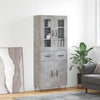 Kaappi betoninharmaa 69,5x34x180 cm tekninen puu (75)
