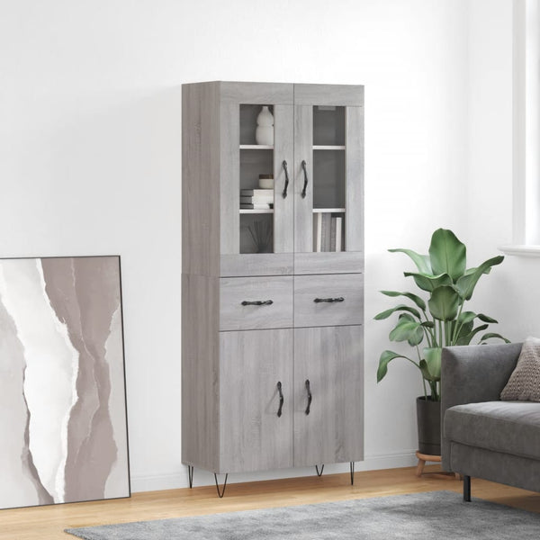 Harmaa kaappi 69,5x34x180 cm tekninen puu