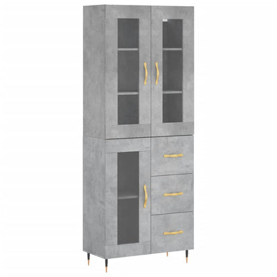 Kaappi betoninharmaa 69,5x34x180 cm tekninen puu