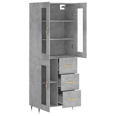 Kaappi betoninharmaa 69,5x34x180 cm tekninen puu