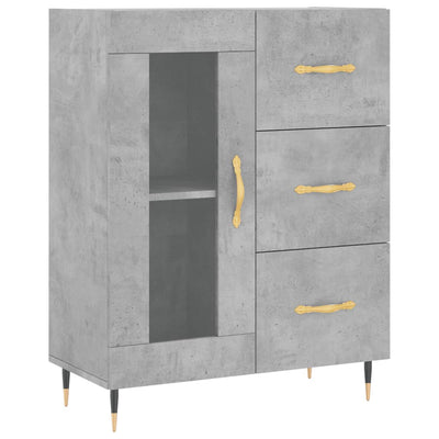 Kaappi betoninharmaa 69,5x34x180 cm tekninen puu
