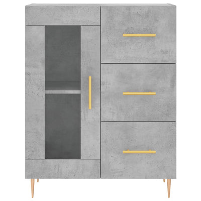 Kaappi betoninharmaa 69,5x34x180 cm tekninen puu