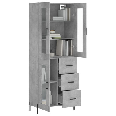 Kaappi betoninharmaa 69,5x34x180 cm tekninen puu