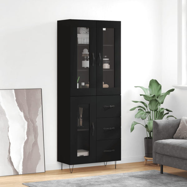 Kaappi musta 69,5x34x180 cm tekninen puu