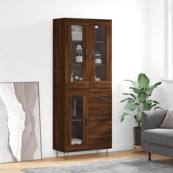 Kaappi ruskea tammi 69,5x34x180 cm tekninen puu