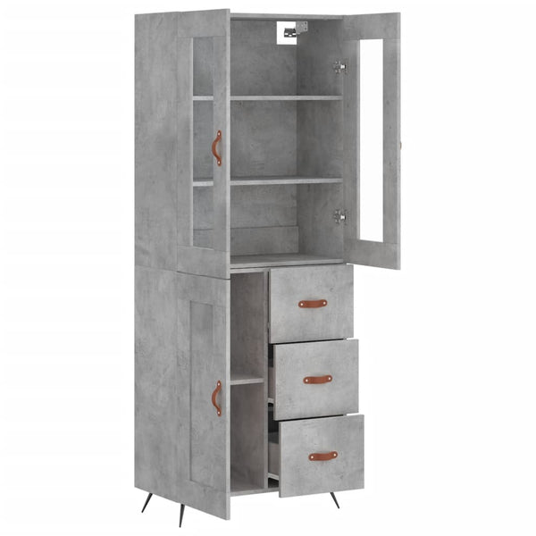 Kaappi betoninharmaa 69,5x34x180 cm tekninen puu