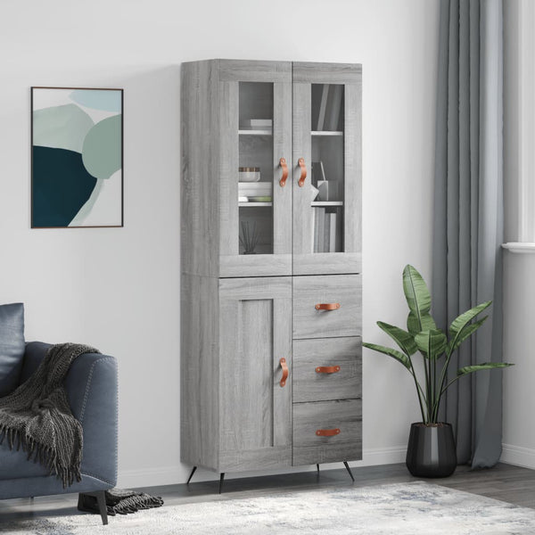 Kaappi harmaa Sonoma 69,5x34x180 cm tekninen puu
