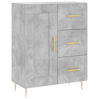 Kaappi betoninharmaa 69,5x34x180 cm tekninen puu