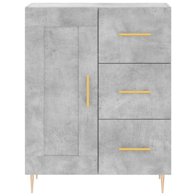 Kaappi betoninharmaa 69,5x34x180 cm tekninen puu