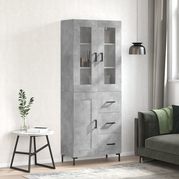 Kaappi betoninharmaa 69,5x34x180 cm tekninen puu (73)