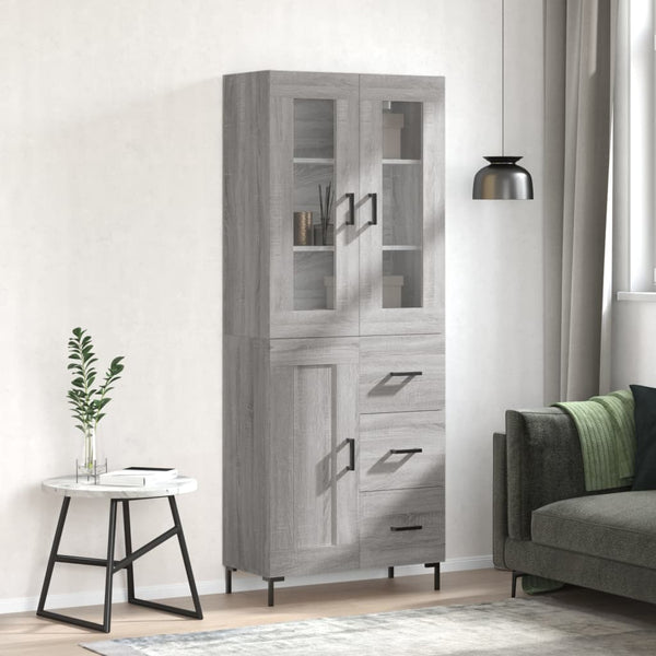 Sonoma tekninen puu harmaa 69,5x34x180 cm kaappi