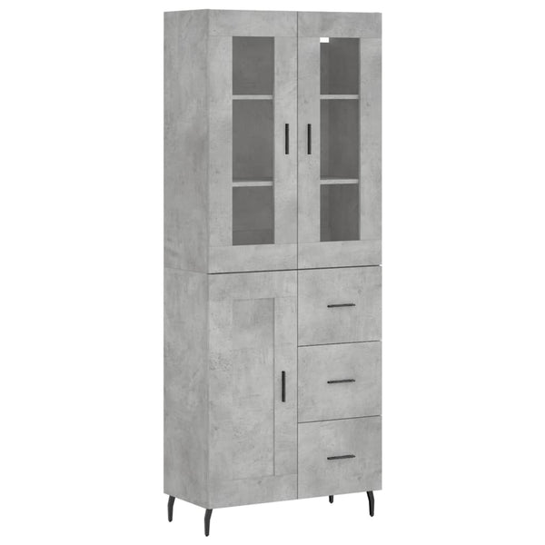 Kaappi betoninharmaa 69,5x34x180 cm tekninen puu (71)