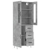 Kaappi betoninharmaa 69,5x34x180 cm tekninen puu (68)