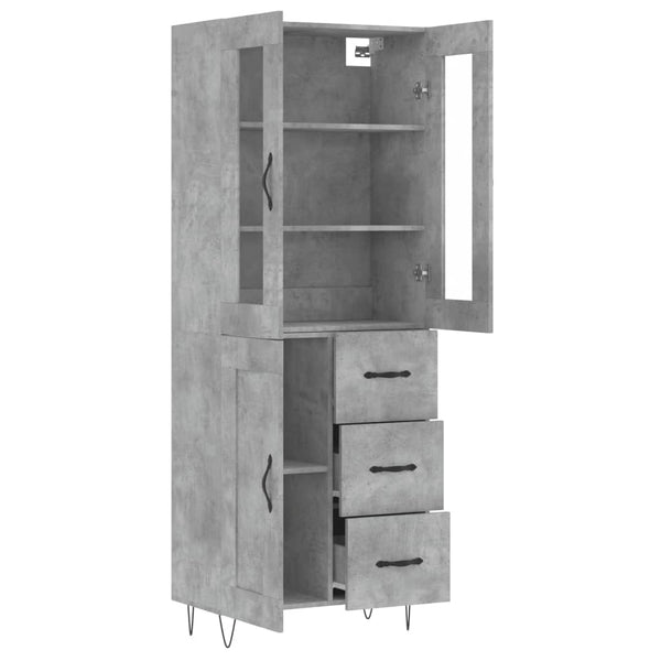 Kaappi betoninharmaa 69,5x34x180 cm tekninen puu (68)