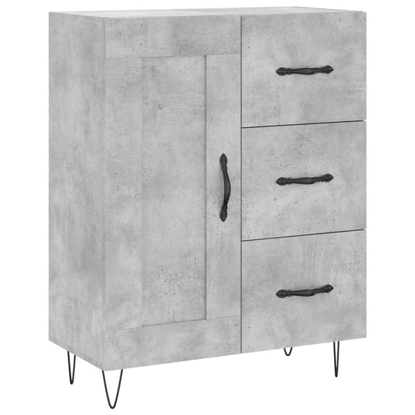 Kaappi betoninharmaa 69,5x34x180 cm tekninen puu (68)
