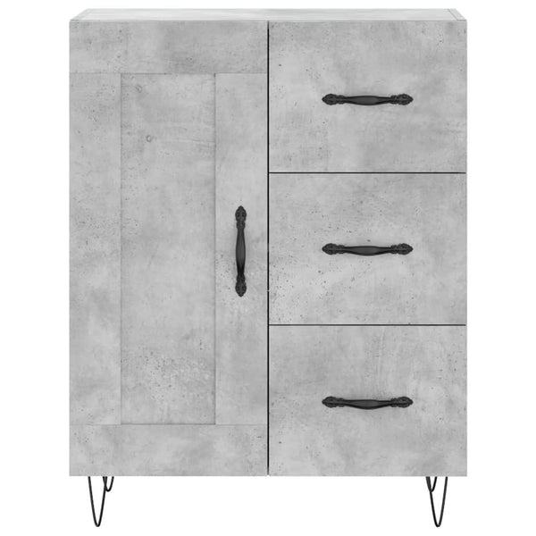 Kaappi betoninharmaa 69,5x34x180 cm tekninen puu (68)