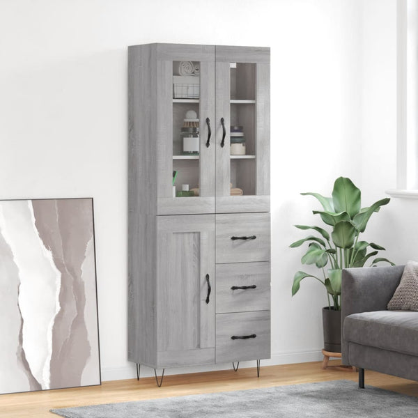 Kaappi harmaa Sonoma 69,5x34x180 cm tekninen puu