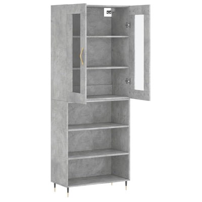 Kaappi betoninharmaa 69,5x34x180 cm tekninen puu