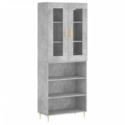 Kaappi betoninharmaa 69,5x34x180 cm tekninen puu