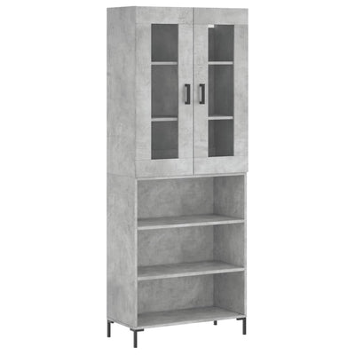 Kaappi betoninharmaa 69,5x34x180 cm tekninen puu