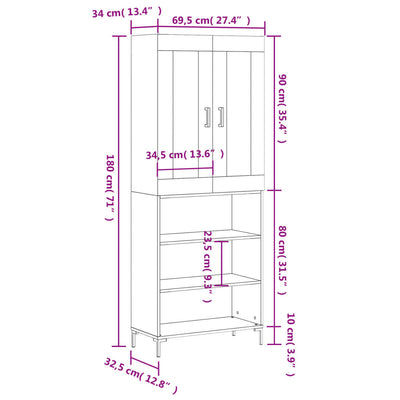 Harmaa kaappi Kimberley 69,5x34x180cm (puinen)
