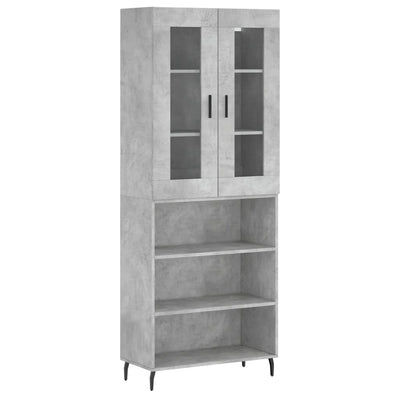Kaappi betoninharmaa 69,5x34x180 cm tekninen puu